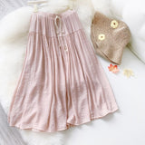 Faldas Mujer Moda 2020 New Summer Cotton Casual Lace Up Woman Skirts Patchwork Solid Pleated Long Skirts for Women Mujer Faldas