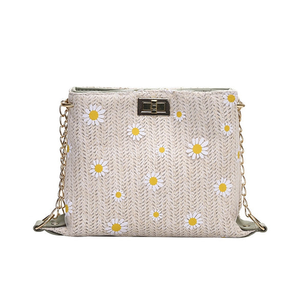 2020 summer sense popular linen bucket messenger bag Korean version of the foreign girl chain shoulder bag