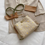 2020 summer sense popular linen bucket messenger bag Korean version of the foreign girl chain shoulder bag