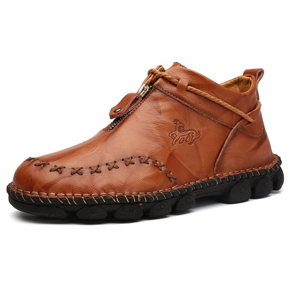 Fashion Men Handmade Boots Genuine Leather Sneakers Male Custom Logo Packing For Drop Shipping Big Size Autumn Winter Botas Men