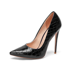 YECHNE Plus Size 33 43 Pointy Nose Mode  Sexy Pumps Stiletto Women Pumps High Heels Shoes Snakeskin Party Woman Shoes