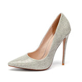 YECHNE Plus Size 33 43 Pointy Nose Mode  Sexy Pumps Stiletto Women Pumps High Heels Shoes Snakeskin Party Woman Shoes