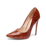 YECHNE Plus Size 33 43 Pointy Nose Mode  Sexy Pumps Stiletto Women Pumps High Heels Shoes Snakeskin Party Woman Shoes