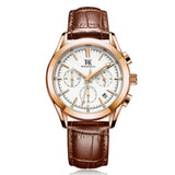 2020 year Quartz watch luxury brown Leather belt Stopwatch Luminous waterproof Men's watch Top brand