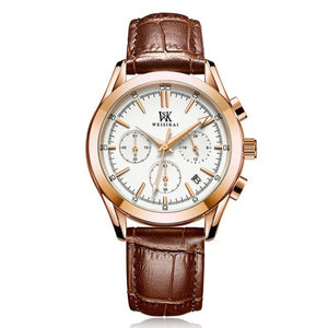 2020 year Quartz watch luxury brown Leather belt Stopwatch Luminous waterproof Men's watch Top brand