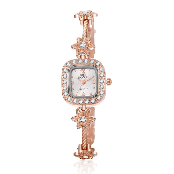 SOXY Brand 2020 New Fashion Rose Gold Bracelet Watch Women Luxury Rhinestone Quartz Watch Ladies Watches Hour Relogio Feminino