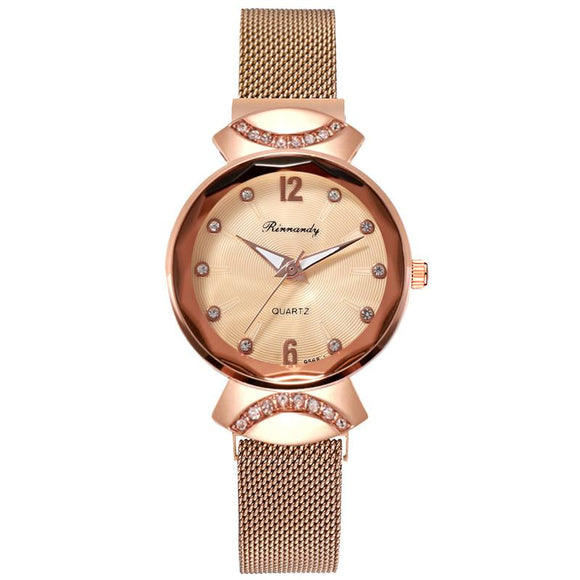 2020 Gold Elegant Ladies Quartz Wristwatches Women Fashion Luxury Diamond Watches Magnetic Mesh Strap Roma Number Female Watch