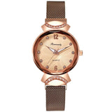 2020 Gold Elegant Ladies Quartz Wristwatches Women Fashion Luxury Diamond Watches Magnetic Mesh Strap Roma Number Female Watch