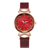 2020 Gold Elegant Ladies Quartz Wristwatches Women Fashion Luxury Diamond Watches Magnetic Mesh Strap Roma Number Female Watch