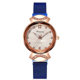 2020 Gold Elegant Ladies Quartz Wristwatches Women Fashion Luxury Diamond Watches Magnetic Mesh Strap Roma Number Female Watch