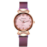 2020 Gold Elegant Ladies Quartz Wristwatches Women Fashion Luxury Diamond Watches Magnetic Mesh Strap Roma Number Female Watch