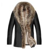 2018 winter new men lambswool leather jacket Genuine leather coats thicken fur animal collar jaqueta masculino plus size M-5XL