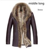 2018 winter new men lambswool leather jacket Genuine leather coats thicken fur animal collar jaqueta masculino plus size M-5XL