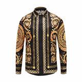 XIMIWUA 2019 Fashion New Men Shirts 3d Print Golden Flowers High Quality Hawaiian Shirt Casual Slim Fit Long Sleeve M to XXL