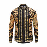 XIMIWUA 2019 Fashion New Men Shirts 3d Print Golden Flowers High Quality Hawaiian Shirt Casual Slim Fit Long Sleeve M to XXL